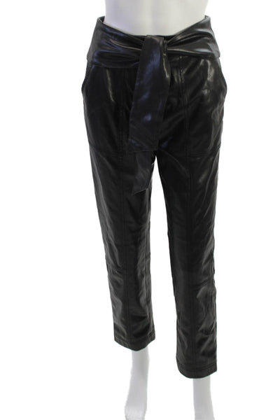 Jonathan Simkhai Womens Black Paperbag Cropped Ankle Pants Tie Size 2