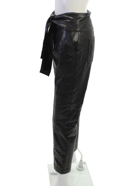 Jonathan Simkhai Womens Black Paperbag Cropped Ankle Pants Tie Size 2