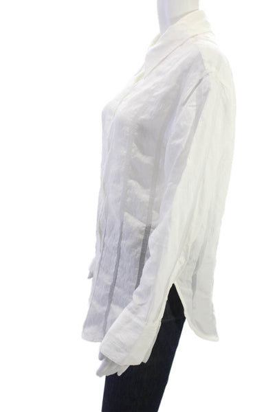 Mint Velvet Women Striped Collared Button Up Long Sleeve White Size S