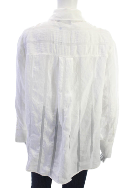 Mint Velvet Women Striped Collared Button Up Long Sleeve White Size S