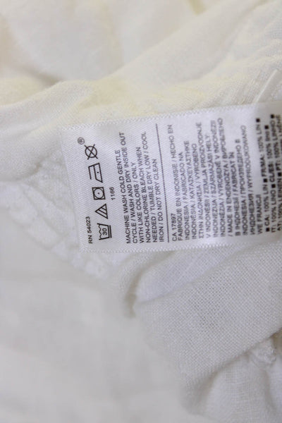 Athleta Womens Linen Cropped Jogger Pants White Drawstring Size 2