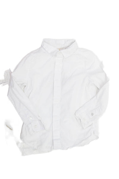 Jacadi Girls Cotton Long Sleeve Button Up Shirt White Size 4