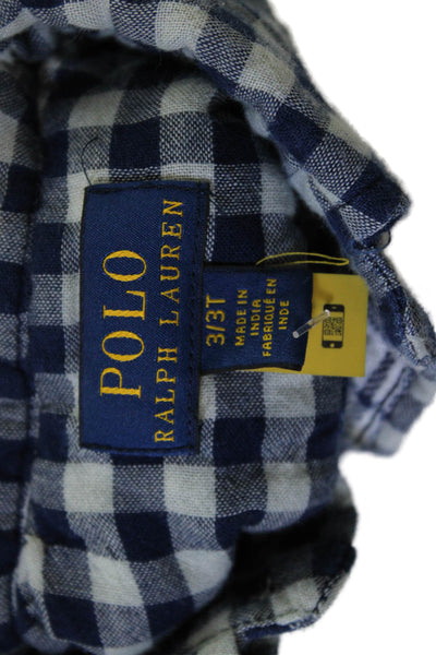 Polo Ralph Lauren Boys Cotton Checkered Button Up Shirt Blue 3