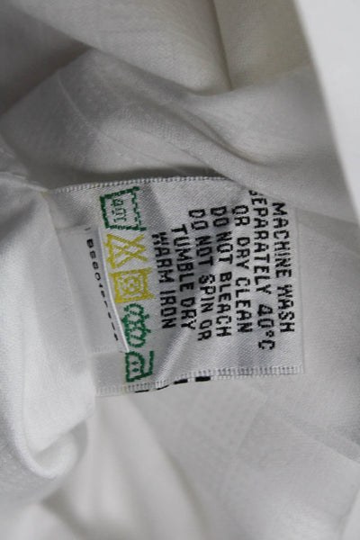 Bugatchi Mens White 100% Cotton Point Spread Dress Shirt Long Sleeve Size L