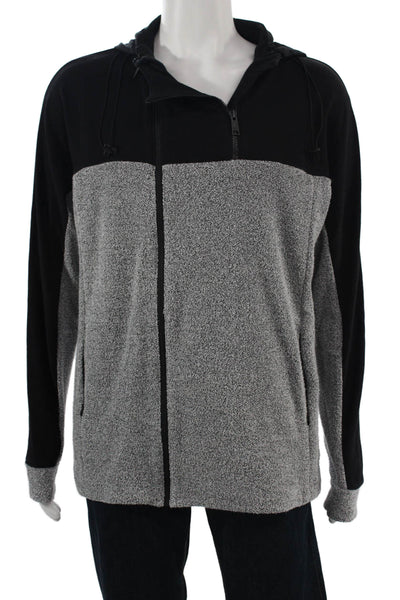 Public School Mens Full-Zip Hoodies Black High Neck Designer Size L