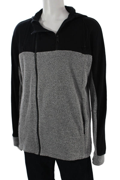 Public School Mens Full-Zip Hoodies Black High Neck Designer Size L