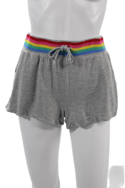 PJ Salvage Unisex Sweat Striped Gray Shorts Rayon Elastane Size L