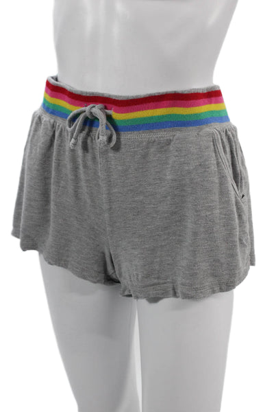 PJ Salvage Unisex Sweat Striped Gray Shorts Rayon Elastane Size L