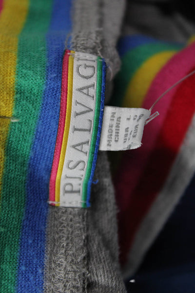 PJ Salvage Unisex Sweat Striped Gray Shorts Rayon Elastane Size L