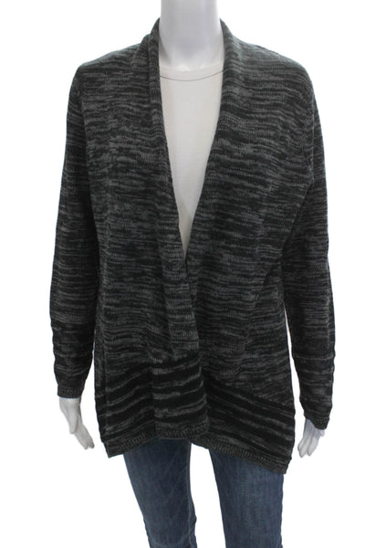 Eileen Fisher Unisex Dark Gray Striped Organic Cotton Cardigan Size S