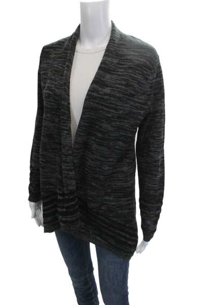 Eileen Fisher Unisex Dark Gray Striped Organic Cotton Cardigan Size S