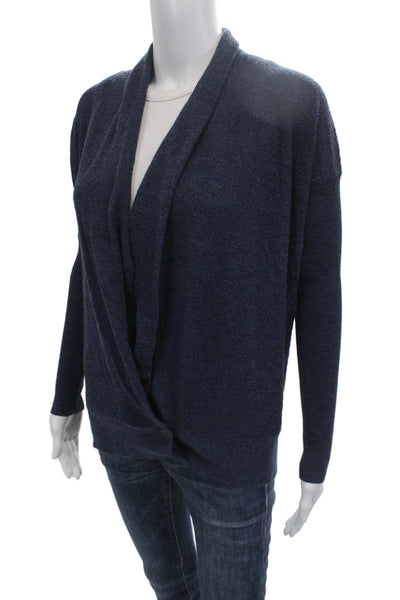 Eileen Fisher Unisex Dark Blue Wool Button Cardigan Long Sleeve Size S