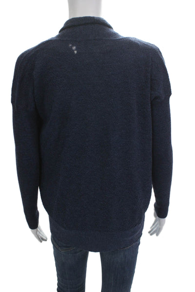 Eileen Fisher Unisex Dark Blue Wool Button Cardigan Long Sleeve Size S