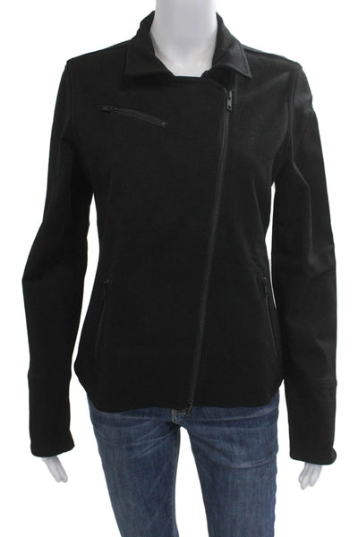 Eileen Fisher Womens Motorcycle Jacket Black Zip Viscose Blend Size S