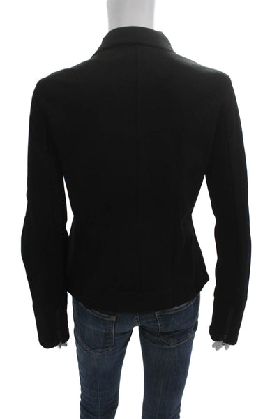 Eileen Fisher Womens Motorcycle Jacket Black Zip Viscose Blend Size S
