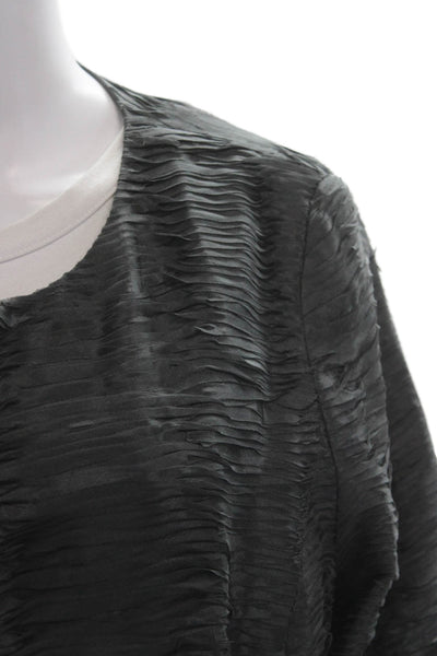Eileen Fisher Women Black Round Neck Long Sleeve Designer Jacket Size L