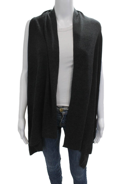 Eileen Fisher Unisex Cardigan Dark Gray Merino Wool Sleeveless Size S