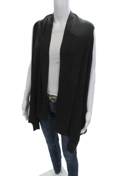 Eileen Fisher Unisex Cardigan Dark Gray Merino Wool Sleeveless Size S