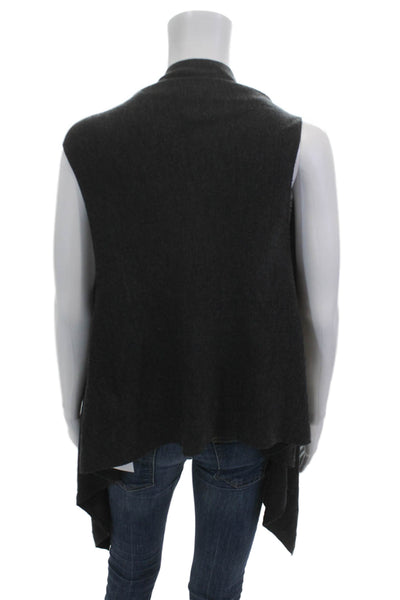Eileen Fisher Unisex Cardigan Dark Gray Merino Wool Sleeveless Size S