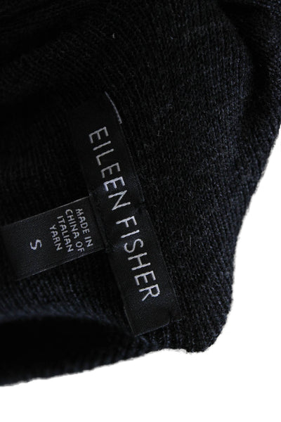 Eileen Fisher Unisex Cardigan Dark Gray Merino Wool Sleeveless Size S