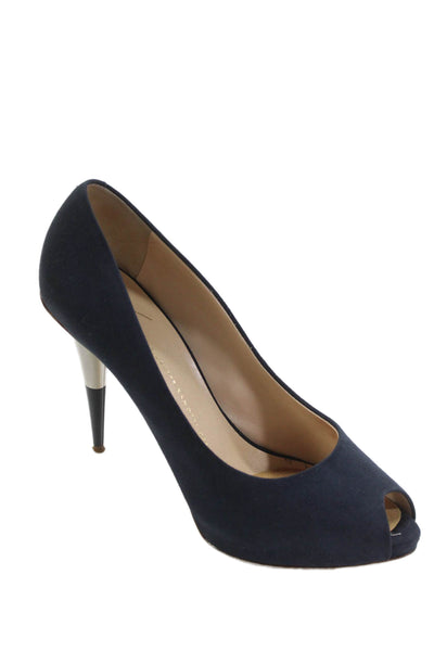 Giuseppe Zanotti Women's Pointed Toe Stiletto Pumps Shoes Navy Blue Size 39.5