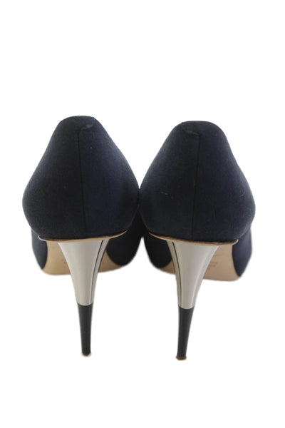 Giuseppe Zanotti Women's Pointed Toe Stiletto Pumps Shoes Navy Blue Size 39.5