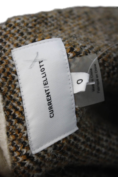 Current/Elliott Unisex Full Zip Check Crew Neck Sweater Beige Size 0