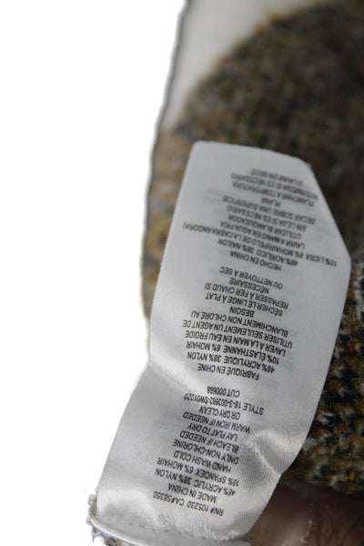 Current/Elliott Unisex Full Zip Check Crew Neck Sweater Beige Size 0
