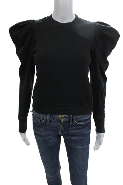 Ulla Johnson Women Pullover Sweatshirt Black Crewneck Long Sleeve Cotton Size 0
