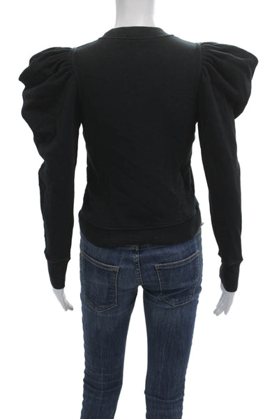 Ulla Johnson Women Pullover Sweatshirt Black Crewneck Long Sleeve Cotton Size 0