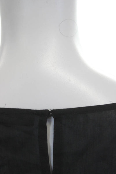 Allsaints Women Tunic Black Long Sleeve Round Neck Button Cotton Silk Size L