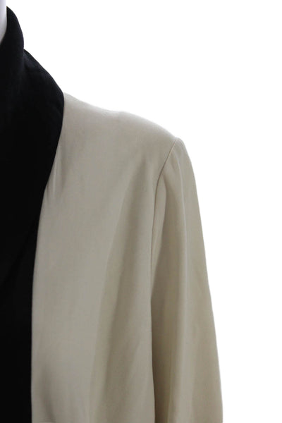 Wilfred Womens Color Block Open Front Long Sleeve Lined Blazer White Black Sz 4