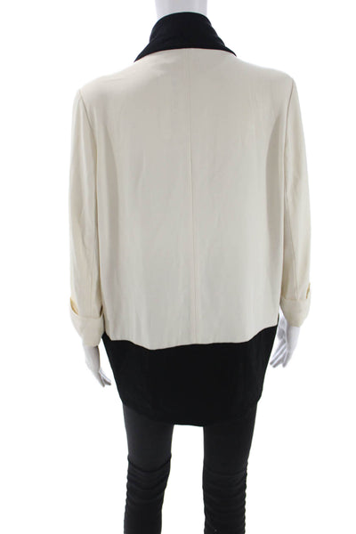 Wilfred Womens Color Block Open Front Long Sleeve Lined Blazer White Black Sz 4