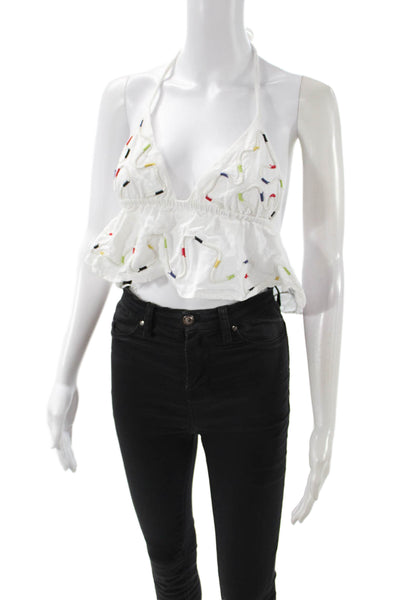 Zara Womens Cropped Tank White Sleeveless Boho Size XS