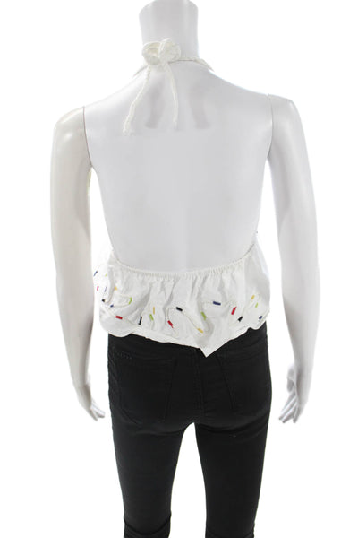 Zara Womens Cropped Tank White Sleeveless Boho Size XS