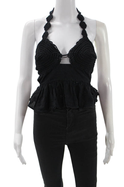 Zara Women Cropped Sleeveless Black Top Size XS