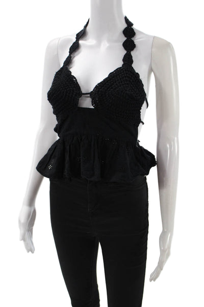 Zara Women Cropped Sleeveless Black Top Size XS