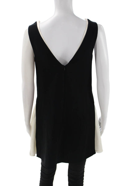 Cinq à Sept Womens Black V Neck Sleeveless Shift Dress Buckle Size 2