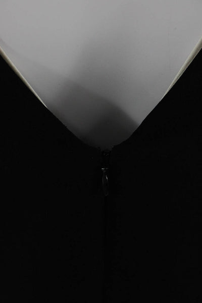 Cinq à Sept Womens Black V Neck Sleeveless Shift Dress Buckle Size 2