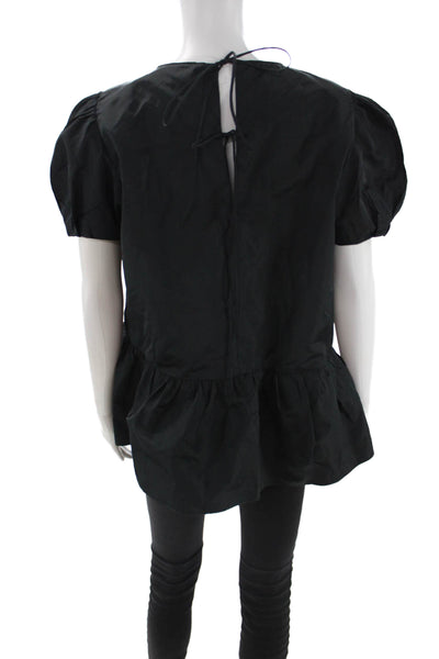 Zara Women Black Short Sleeve Round Neck Blouse Cotton Polyamide Size S