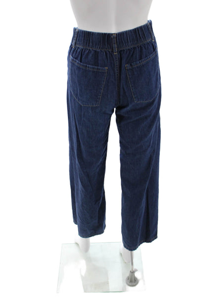 Zara Unisex Paperbag Wide Leg Jeans Dark Blue Size 0