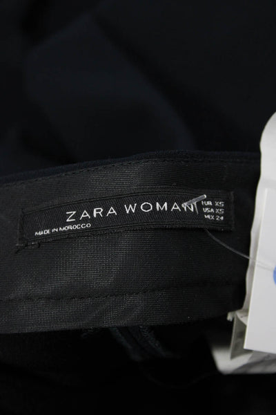 Zara Women Dress Pants Black Button Polyester Solid Fall Size XS