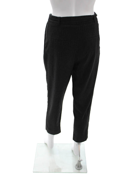 Zara Womens Ankle Cropped Paperbag Silk Pants Black Drawstring Size XS