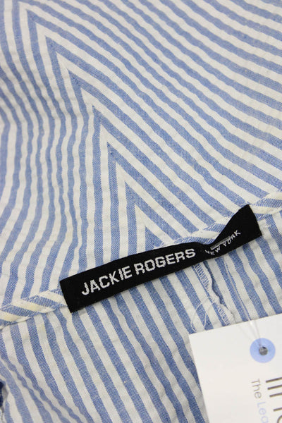 Jackie Rogers Women Jumpsuit Blue Striped Sleeveless Round Neck Cotton Size S