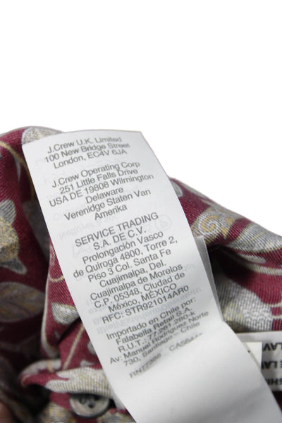 J Crew Collection Womens Red Silk Paisley Ankle Cropped Pants Size 2
