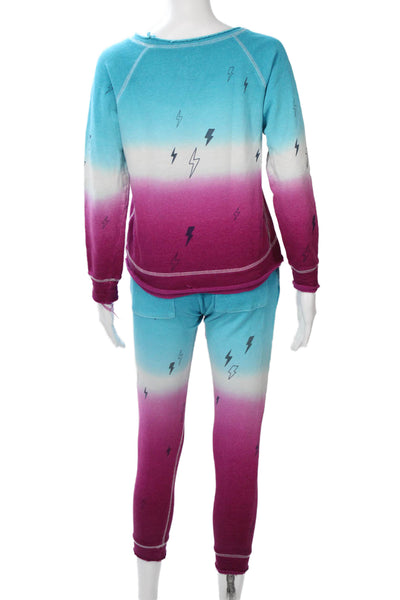Chaser Womens Lightning Print Sweat Suit Blue Purple Size Small/Extra Small
