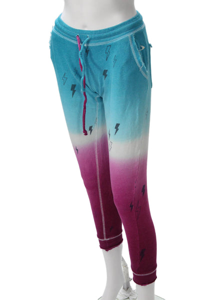Chaser Womens Lightning Print Sweat Suit Blue Purple Size Small/Extra Small