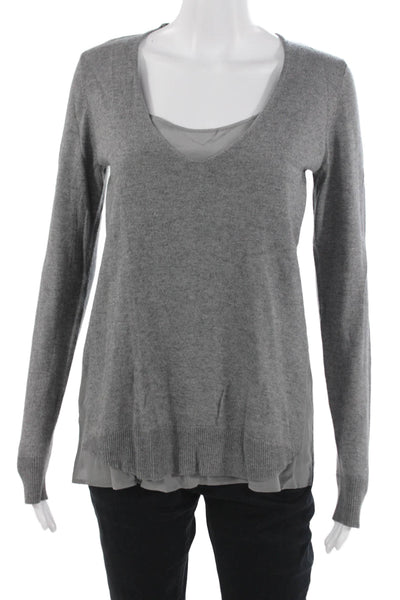 Comptoir Des Cotonniers Unisex Gray V-Neck Pullover Sweater Wool Blend Size XS