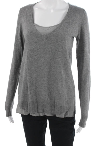 Comptoir Des Cotonniers Unisex Gray V-Neck Pullover Sweater Wool Blend Size XS
