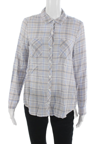 Soft Joie Women Plaid Collared Cotton Button-Up Long Sleeve Maternity Size XS